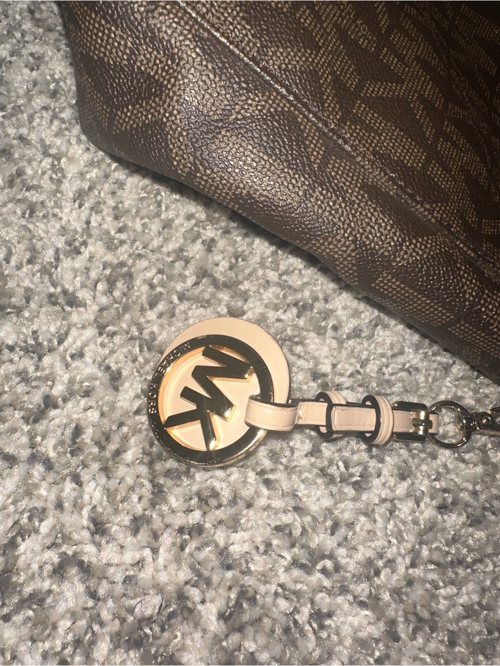 Michael Kors Dark Brown Logo Shoulder Bag with Gold Plaque - Picture 5 of 6